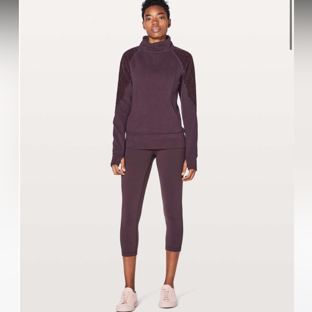 Lululemon Floral Flock Pullover Black Cherry size 8